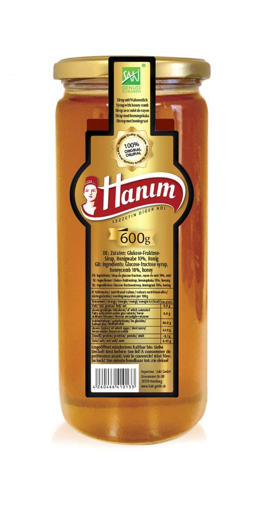 Honig mit Wabenstück Hanim 600g Honig mit Wabenstück Hanim 600g